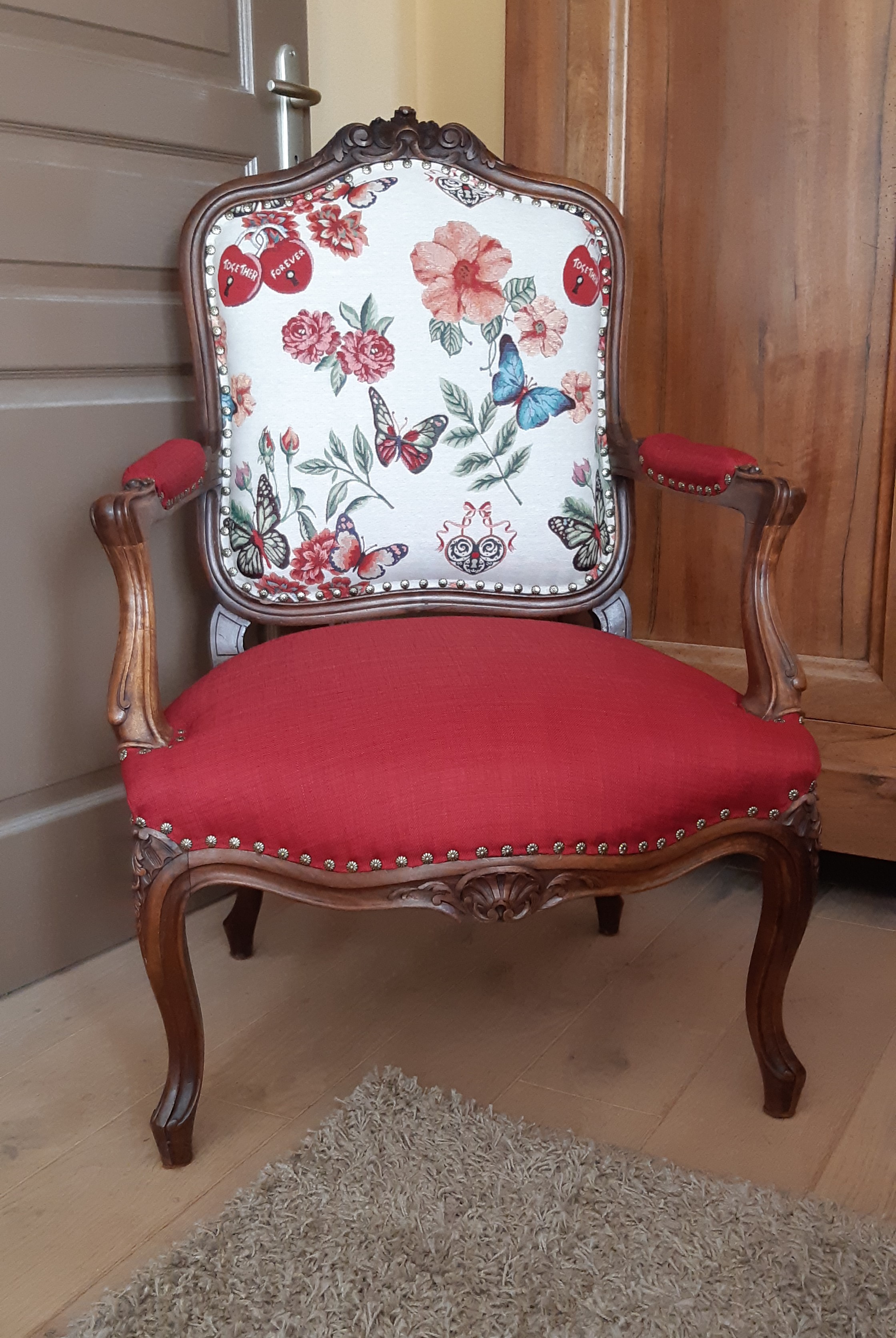 Fauteuil à la reine fleurs