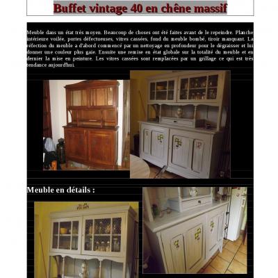 Buffet vintage 40 en chene massif 1